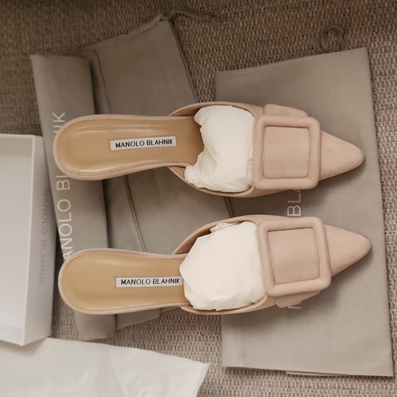 MANOLO BLAHNIK Maysale 70 Suede Mules - Picture 5 of 10